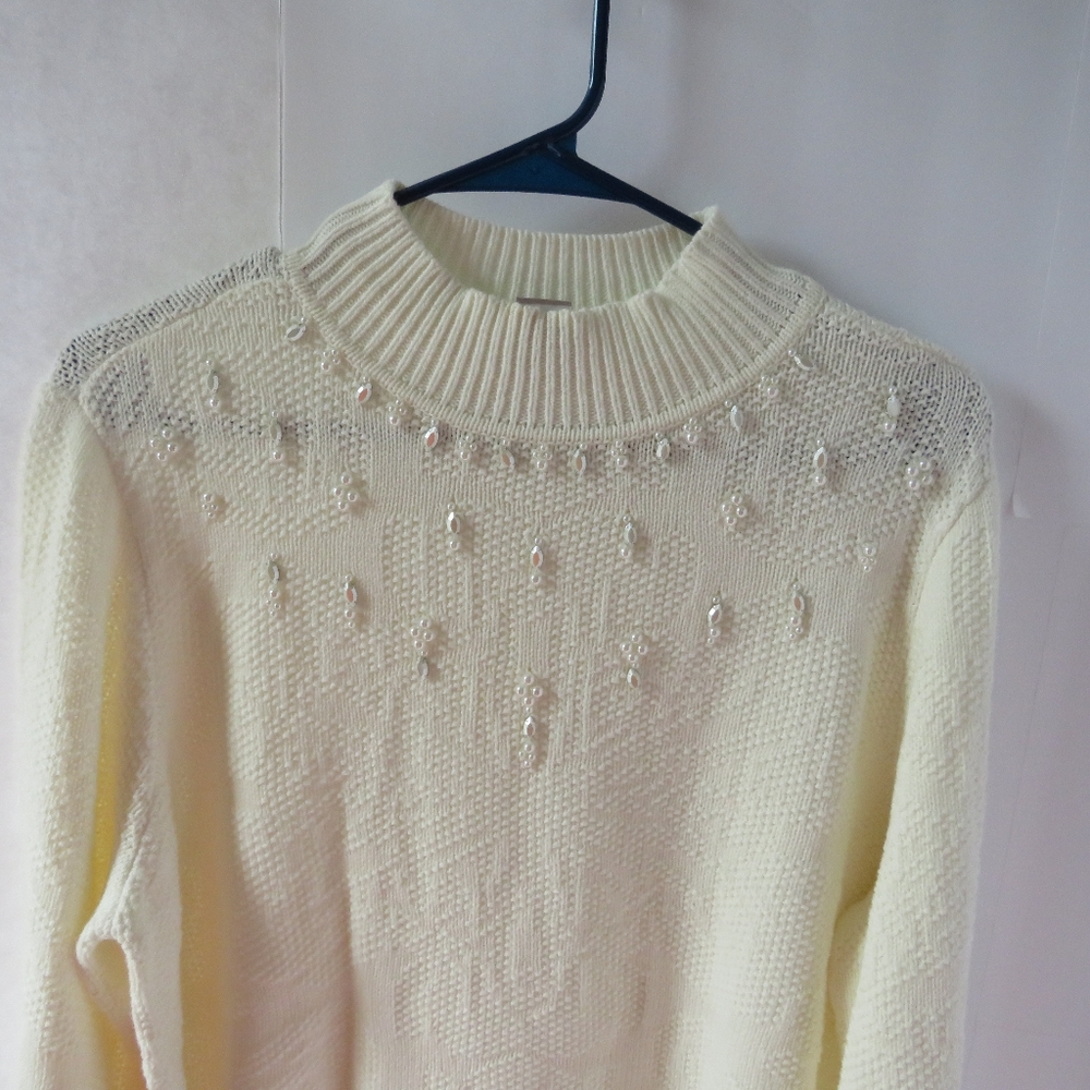 Women's Cream Embellished Chico Sweater - Picture 6 of 12